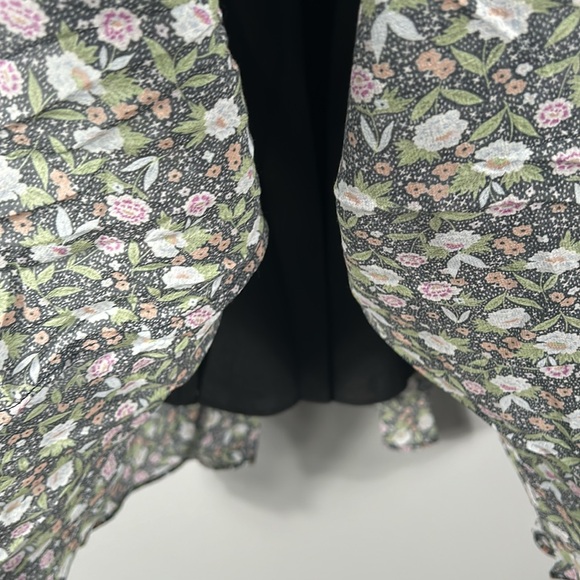 Joie Gabrielle Midi Cotton Tiered Skirt Balloon Sleeves Belted V Neck Dress sz 4 - Picture 14 of 17